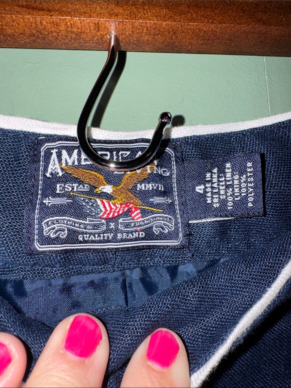 American Living Sailor Pant 100% Linen Navy and White Wide Leg Pant 4 Nautical - Picture 4 of 5